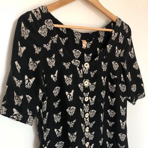 AMAZING Vintage Dog Print Button Down Dress
